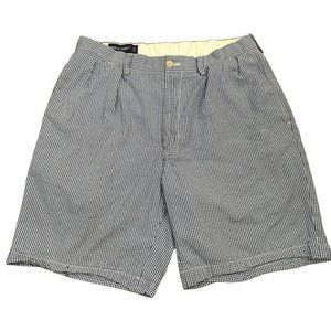 Polo Golf Ralph Lauren Seersucker Pleated Shorts Size 34 Blue White Check